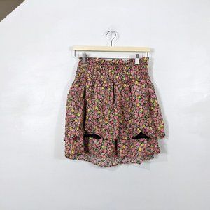 VERO MODA Women's NWT Floral Tiered Vmelli Short Skirt Size Small Geranium